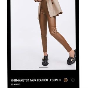 High Waisted Faux Leather Pants